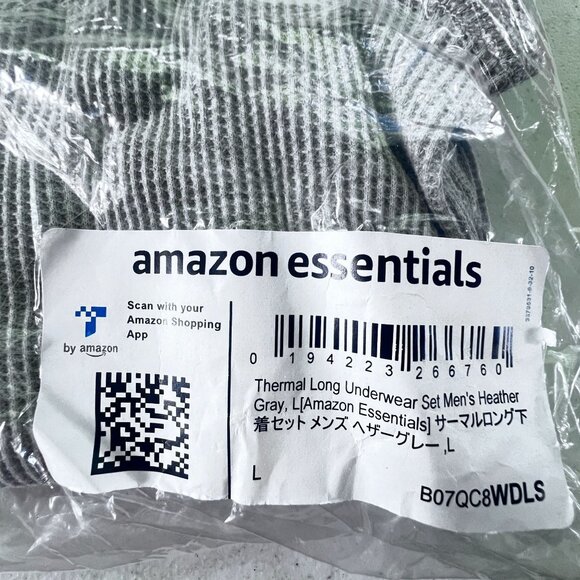 Mens Thermal Long Underwear Set Long Johns Gray L Essentials NEW in Sealed Pack - Picture 4 of 4